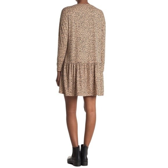 Lush long sleeve leopard animal print drop waist dress size large - Picture 3 of 8